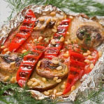 Vegetables with mushrooms in foil